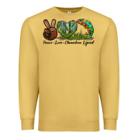 Antique Gold Peace Love Chameleon Lizard Premium Sweatshirt - LillyAllenDesigns
