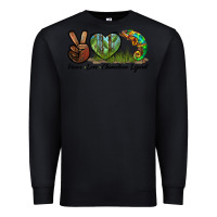Black Peace Love Chameleon Lizard Premium Sweatshirt - LillyAllenDesigns