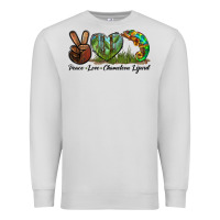 Dove Grey Peace Love Chameleon Lizard Premium Sweatshirt - LillyAllenDesigns