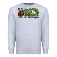 Heather Grey Peace Love Chameleon Lizard Premium Sweatshirt - LillyAllenDesigns