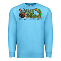 Ocean Blue Peace Love Chameleon Lizard Premium Sweatshirt - LillyAllenDesigns