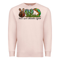 Pale Pink Peace Love Chameleon Lizard Premium Sweatshirt - LillyAllenDesigns