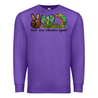 Purple Peace Love Chameleon Lizard Premium Sweatshirt - LillyAllenDesigns
