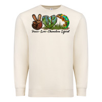 Sandshell Peace Love Chameleon Lizard Premium Sweatshirt - LillyAllenDesigns