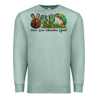 Seafoam Peace Love Chameleon Lizard Premium Sweatshirt - LillyAllenDesigns