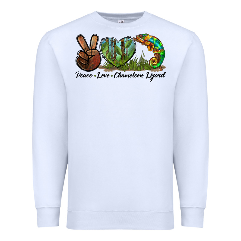 Peace Love Chameleon Lizard Premium Sweatshirt by LillyAllenDesigns | Teevron