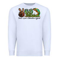 White Peace Love Chameleon Lizard Premium Sweatshirt - LillyAllenDesigns