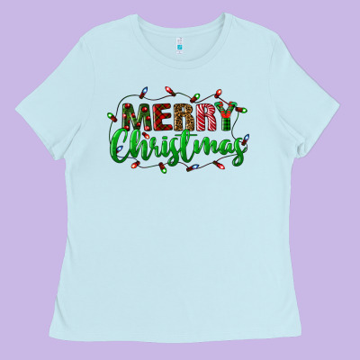 Merry Christmas Ladies Tee Designed By Bundleandbundleshop