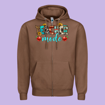 Teacher Mode Zipper Hoodie Designed By Bundleandbundleshop
