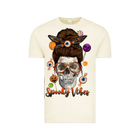 Vintage Arctic Spooky Vibes Skull Messy Bun Vintage Tee - texasbilliewilder