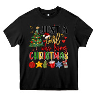 Black just a girl who loves christmas Heavy Core Tee - MaliasSmallBusiness