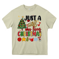 Mossy just a girl who loves christmas Heavy Core Tee - MaliasSmallBusiness