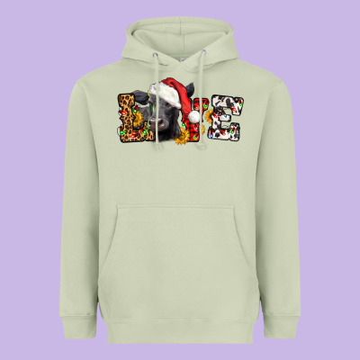Love Christmas Black Angus Heavyweight Hoodie Designed By Lillyallendesigns