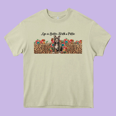 Life Is Better With A Pittie Heavy Core Tee Designed By Jahusdesignshop