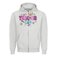 Dove Grey teacher life Zipper Hoodie - BundleAndBundleShop