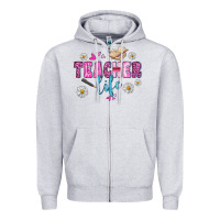 Heather Grey teacher life Zipper Hoodie - BundleAndBundleShop