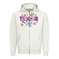 Oatmeal Heather teacher life Zipper Hoodie - BundleAndBundleShop