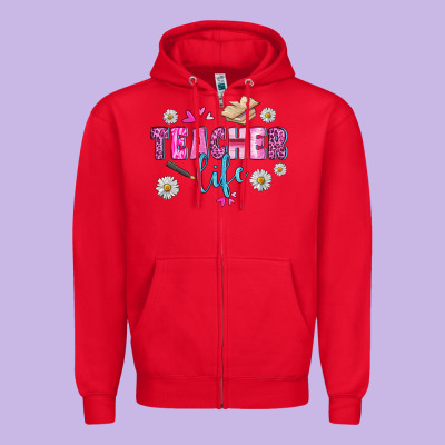 Teacher Life Zipper Hoodie Designed By Bundleandbundleshop