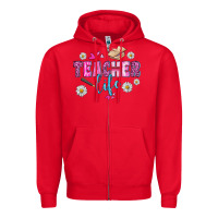 Red teacher life Zipper Hoodie - BundleAndBundleShop