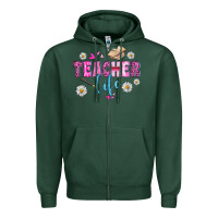 Sports Green teacher life Zipper Hoodie - BundleAndBundleShop
