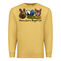 Antique Gold Peace Love Bengal Cat Head Premium Sweatshirt - LillyAllenDesigns