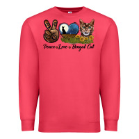 Cardinal Peace Love Bengal Cat Head Premium Sweatshirt - LillyAllenDesigns