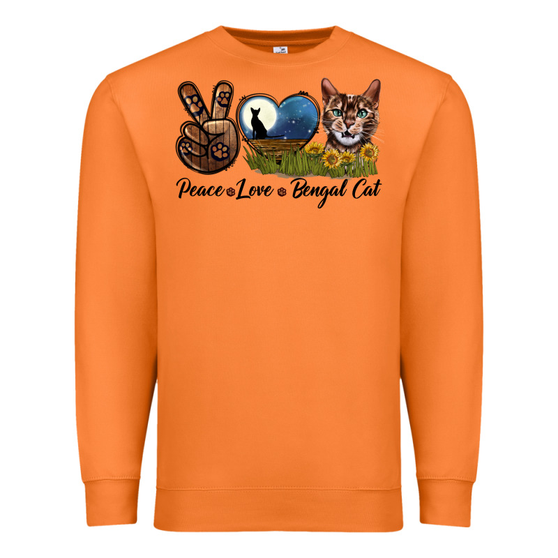 Peace Love Bengal Cat Head Premium Sweatshirt by LillyAllenDesigns | Teevron