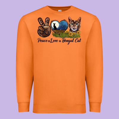 Peace Love Bengal Cat Head Premium Sweatshirt Designed By Lillyallendesigns