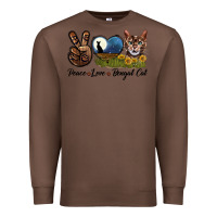 Chestnut Peace Love Bengal Cat Head Premium Sweatshirt - LillyAllenDesigns