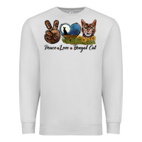 Dove Grey Peace Love Bengal Cat Head Premium Sweatshirt - LillyAllenDesigns