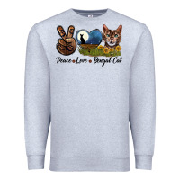 Heather Grey Peace Love Bengal Cat Head Premium Sweatshirt - LillyAllenDesigns