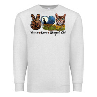 Oatmeal Heather Peace Love Bengal Cat Head Premium Sweatshirt - LillyAllenDesigns