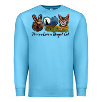 Ocean Blue Peace Love Bengal Cat Head Premium Sweatshirt - LillyAllenDesigns