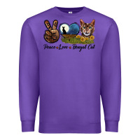 Purple Peace Love Bengal Cat Head Premium Sweatshirt - LillyAllenDesigns