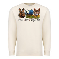 Sandshell Peace Love Bengal Cat Head Premium Sweatshirt - LillyAllenDesigns