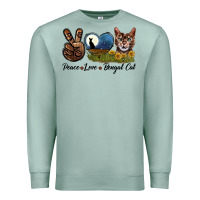 Seafoam Peace Love Bengal Cat Head Premium Sweatshirt - LillyAllenDesigns