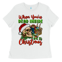 White when you’re dead inside but it's christmas Ladies Tee - BundleAndBundleShop