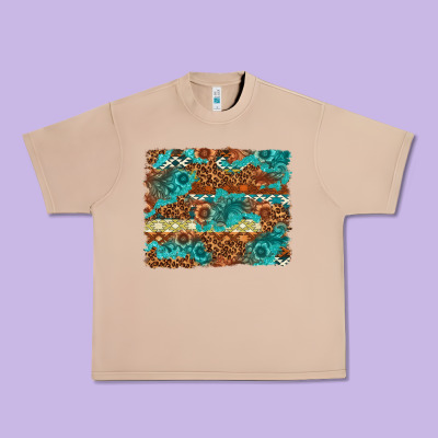 Leopard And Aztec Background Western Urban Heavy Tee Designed By Texasbilliewilder