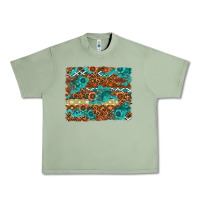 Oil Green Leopard and Aztec Background Western Urban Heavy Tee - texasbilliewilder