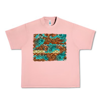Salmon Leopard and Aztec Background Western Urban Heavy Tee - texasbilliewilder