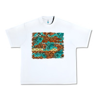 White Leopard and Aztec Background Western Urban Heavy Tee - texasbilliewilder