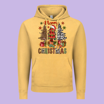Merry Christmas With Western Trees Vintage Hoodie Designed By Nancycooperartshop