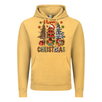 Vintage Mustard Merry Christmas with western trees Vintage Hoodie - NancyCooperArtShop