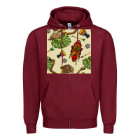 Burgundy african woman and mask seamless pattern Zipper Hoodie - BundleAndBundleShop