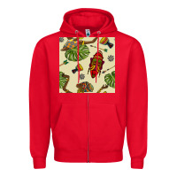 Red african woman and mask seamless pattern Zipper Hoodie - BundleAndBundleShop