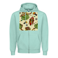 Seafoam african woman and mask seamless pattern Zipper Hoodie - BundleAndBundleShop