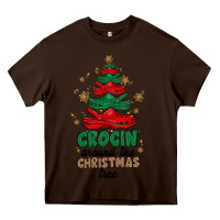 Chocolate Brown crocin around the christmas tree Heavy Core Tee - MaliasSmallBusiness