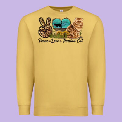 Peace Love Persian Cat Premium Sweatshirt Designed By Lillyallendesigns