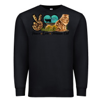 Black Peace Love Persian Cat Premium Sweatshirt - LillyAllenDesigns