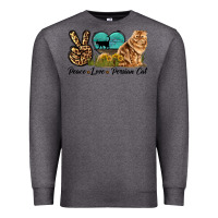 Charcoal Heather Peace Love Persian Cat Premium Sweatshirt - LillyAllenDesigns